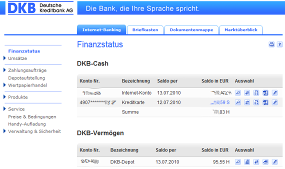 DKB P-Konto online Banking